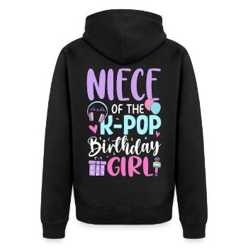 Nièce de la fille d’anniversaire de la K-Pop - Veste à capuche bio Premium Unisexe - noir - Dos - Nico (187cm)