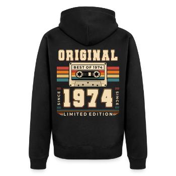 52e anniversaire Gift Man cassette Best of 1974 - Veste à capuche bio Premium Unisexe - noir - Dos - Nico (187cm)