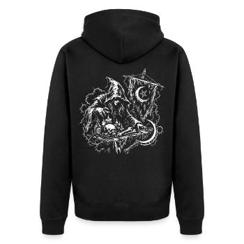 Rituel de la Sorcière de l’Ombre de la Lune - Veste à capuche bio Premium Unisexe - noir - Dos - Nico (187cm)