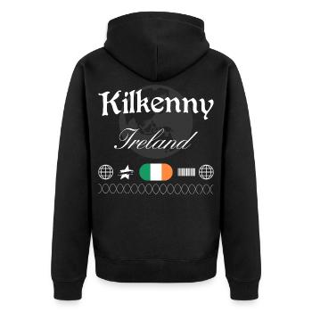 Souvenir de voyage pour le streetwear de Kilkenny en Irlande - Veste à capuche bio Premium Unisexe - noir - Dos - Nico (187cm)