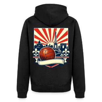 France Vintage Fußball Shirt für Männer und Frauen - Unisex Premium Bio Zip Hoodie - Schwarz - Hinten - Nico (187cm)