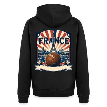 Football rétro France Tour Eiffel Fan Vintage - Veste à capuche bio Premium Unisexe - noir - Dos - Nico (187cm)