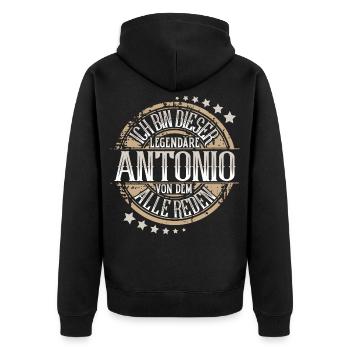 Antonio - Unisex Premium Bio Zip Hoodie - Schwarz - Hinten - Nico (187cm)