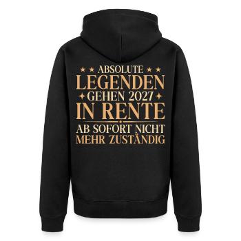 Nicht zuständig Legenden gehen 2027 in Rente - Unisex Premium Bio Zip Hoodie - Schwarz - Hinten - Nico (187cm)