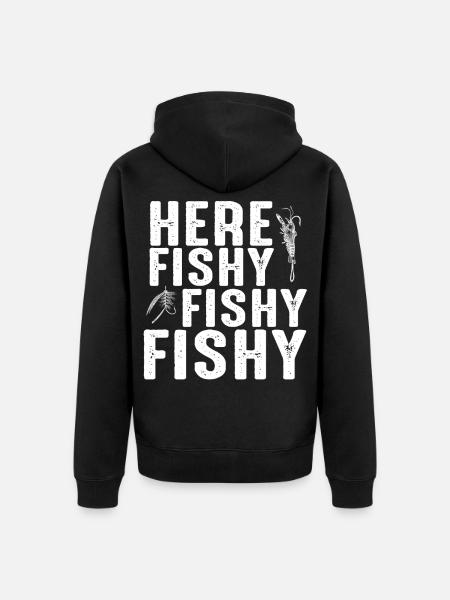 Hier Fischiger Fischiger Angelhumor - Unisex Premium Bio Zip Hoodie - Schwarz