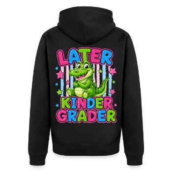 Auf Wiedersehen Kindergarten Hallo CP | Krokodil - Unisex Premium Bio Zip Hoodie - Schwarz - Hinten - Nico (187cm)