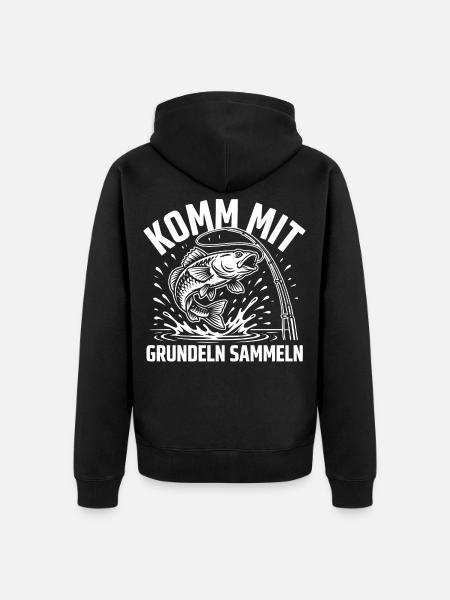 Grundel angeln Humor - Unisex Premium Bio Zip Hoodie - Schwarz