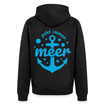 Geht immer Meer mit Anker lustige Meer Sprüche - Unisex Premium Bio Zip Hoodie - Schwarz - Hinten - Nico (187cm)