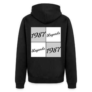 Cases en Italique Légendes 1987 - Veste à capuche bio Premium Unisexe - noir - Dos - Nico (187cm)