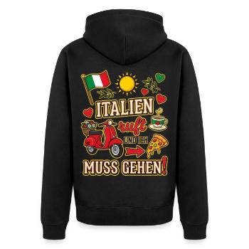 Italien ruft und ich muss gehen Italien Urlaub - Unisex Premium Bio Zip Hoodie - Schwarz - Hinten - Nico (187cm)