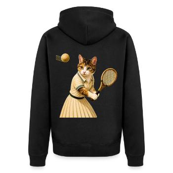 Chat de tennis - Veste à capuche bio Premium Unisexe - noir - Dos - Nico (187cm)