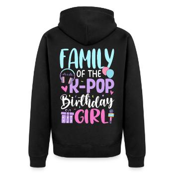 Famille de la fille d’anniversaire de la K-Pop - Veste à capuche bio Premium Unisexe - noir - Dos - Nico (187cm)