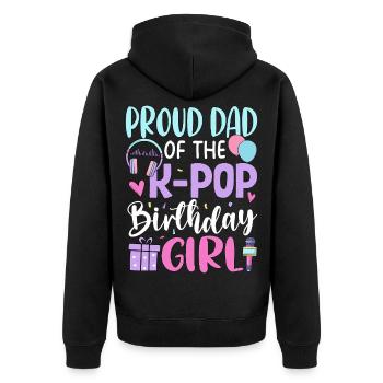 Papa fier de la fille d’anniversaire de la K-Pop - Veste à capuche bio Premium Unisexe - noir - Dos - Nico (187cm)