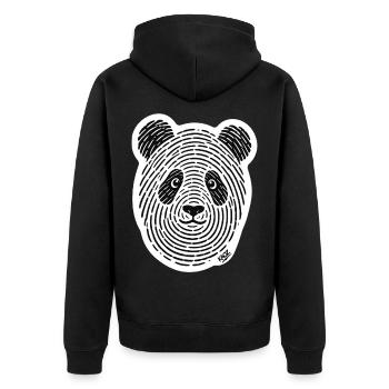 Visage monochrome panda line art - Veste à capuche bio Premium Unisexe - noir - Dos - Nico (187cm)