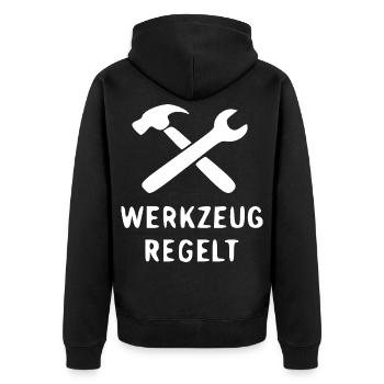 Werkzeug Regelt Hammer Schraubenschlüssel - Unisex Premium Bio Zip Hoodie - Schwarz - Hinten - Nico (187cm)