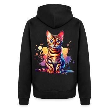 Don du Chat Bengale - Veste à capuche bio Premium Unisexe - noir - Dos - Nico (187cm)