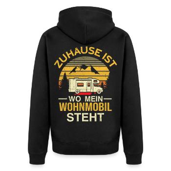 Camping Camper Zuhause Ist Wo Mein Wohnmobil Steht - Unisex Premium Bio Zip Hoodie - Schwarz - Hinten - Nico (187cm)