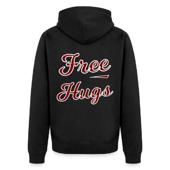 Free Hugs Lettering Design - Unisex Premium Organic Zip Hoodie - black - Back - Nico (187cm)