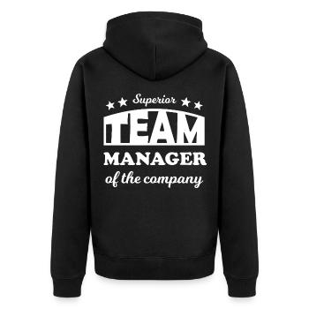 Emblème du Supérieur du Manager d’Équipe - Veste à capuche bio Premium Unisexe - noir - Dos - Nico (187cm)