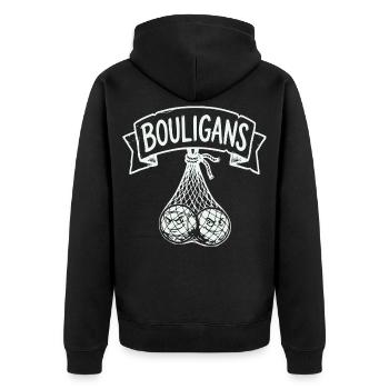 Chapeau de boule, tablier de boule, short de boule, polo - Veste à capuche bio Premium Unisexe - noir - Dos - Nico (187cm)