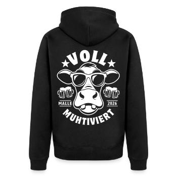 Malle 2026 - Entièrement muhtivé - Vacances & alcool - Veste à capuche bio Premium Unisexe - noir - Dos - Nico (187cm)