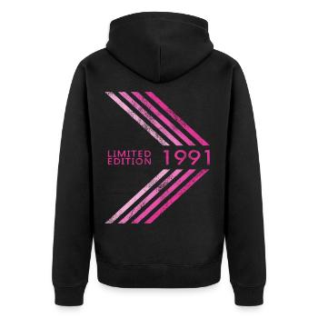 1991 Limited Edition Geburtstag Frauen Damen - Unisex Premium Bio Zip Hoodie - Schwarz - Hinten - Nico (187cm)