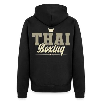 Thai boxing - Unisex Premium Organic Zip Hoodie - black - Back - Nico (187cm)