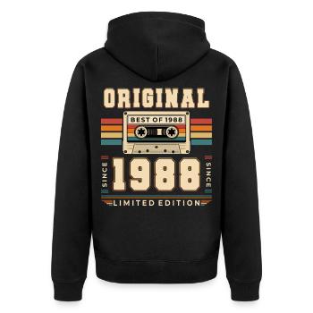 38e anniversaire Gift Man cassette Best of 1988 - Veste à capuche bio Premium Unisexe - noir - Dos - Nico (187cm)