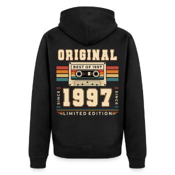 29. Geburtstag Geschenk Mann Kassette Best of 1997 - Unisex Premium Bio Zip Hoodie - Schwarz - Hinten - Nico (187cm)