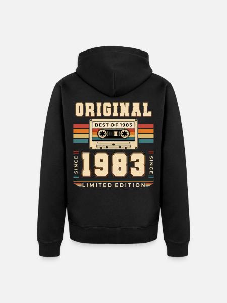 43. Geburtstag Geschenk Mann Kassette Best of 1983 - Unisex Premium Bio Zip Hoodie - Schwarz