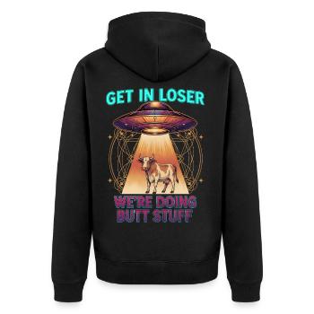 Lustiges Meme, Verlierer, wir machen Po-Sachen - Unisex Premium Bio Zip Hoodie - Schwarz - Hinten - Nico (187cm)