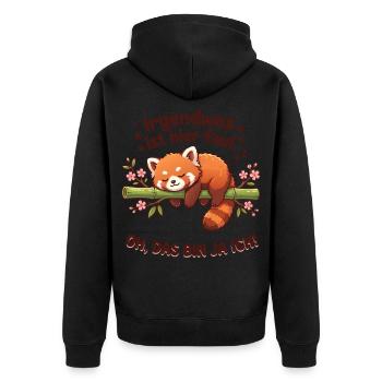 Roter Panda Faul Spruch - Unisex Premium Bio Zip Hoodie - Schwarz - Hinten - Nico (187cm)