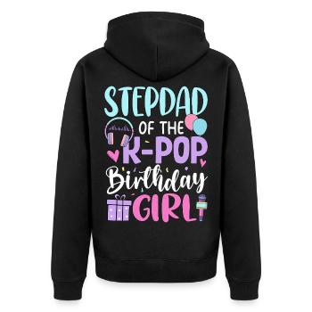 Step Dad of The K-Pop Birthday Girl - Unisex Premium Bio Zip Hoodie - Schwarz - Hinten - Nico (187cm)