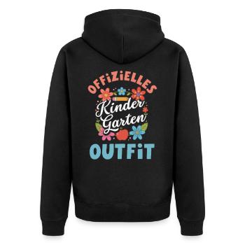 Offizielles Kindergarten Outfit Erzieherin Spruch - Unisex Premium Bio Zip Hoodie - Schwarz - Hinten - Nico (187cm)