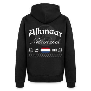 Souvenir de voyage streetwear Alkmaar Pays-Bas - Veste à capuche bio Premium Unisexe - noir - Dos - Nico (187cm)