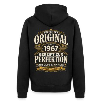 59. Geburtstag Geschenk Mann Original Vintage 1967 - Unisex Premium Bio Zip Hoodie - Schwarz - Hinten - Nico (187cm)