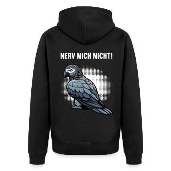 Nerv Mich Nicht Graupapagei Graupapageie Papagei - Unisex Premium Bio Zip Hoodie - Schwarz - Hinten - Nico (187cm)