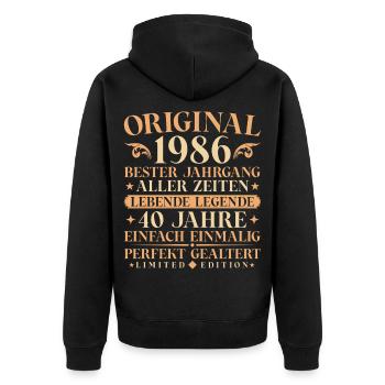 Original 1986 Jahrgang geboren 40. Geburtstag - Unisex Premium Bio Zip Hoodie - Schwarz - Hinten - Nico (187cm)