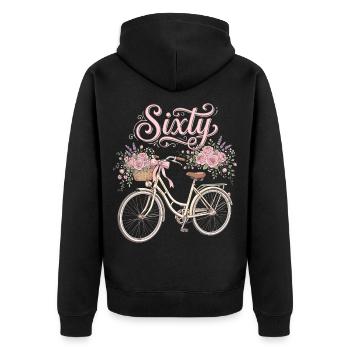 60 Geburtstag Fahrrad Pink Radfahrerin - Unisex Premium Bio Zip Hoodie - Schwarz - Hinten - Nico (187cm)