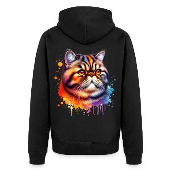 Motif exotique du chat à poil court - Veste à capuche bio Premium Unisexe - noir - Dos - Nico (187cm)