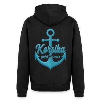 Korsika geht immer Insel Korsika mit Anker Corsica - Unisex Premium Bio Zip Hoodie - Schwarz - Hinten - Nico (187cm)