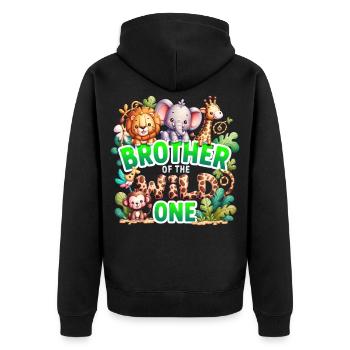 Bruder des Wilden - Unisex Premium Bio Zip Hoodie - Schwarz - Hinten - Nico (187cm)