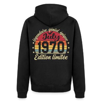 Anniversaire Juillet 1970 Vintage Cadeau - Veste à capuche bio Premium Unisexe - noir - Dos - Nico (187cm)