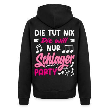 Die Tut Nix Die Will Nur Schlager Party Spruch - Unisex Premium Bio Zip Hoodie - Schwarz - Hinten - Nico (187cm)
