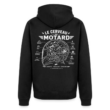 Le Cerveau du Motard Vintage - Veste à capuche bio Premium Unisexe - noir - Dos - Nico (187cm)