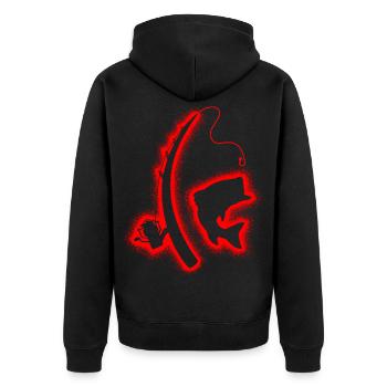 Angel Angeln Herren Kinder Jungen Angler - Unisex Premium Bio Zip Hoodie - Schwarz - Hinten - Nico (187cm)