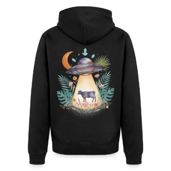 Spiritualität Meditation Heilige Geometrie Zen - Unisex Premium Bio Zip Hoodie - Schwarz - Hinten - Nico (187cm)