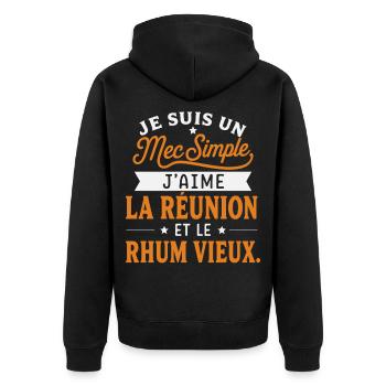 Réunionnais Cadeau humour personnalisé - Veste à capuche bio Premium Unisexe - noir - Dos - Nico (187cm)