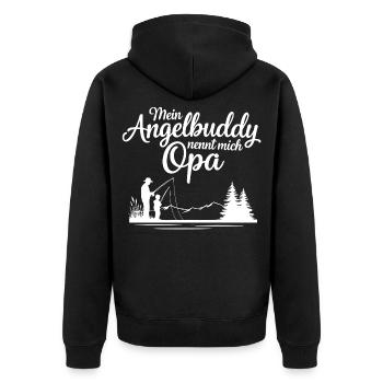 Angeln mit Opa - Unisex Premium Bio Zip Hoodie - Schwarz - Hinten - Nico (187cm)