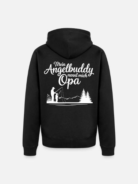 Angeln mit Opa - Unisex Premium Bio Zip Hoodie - Schwarz